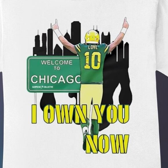 Jordan Love Packers I Own You Now Chicago Football Shirt 99 - Picture 2 of 5